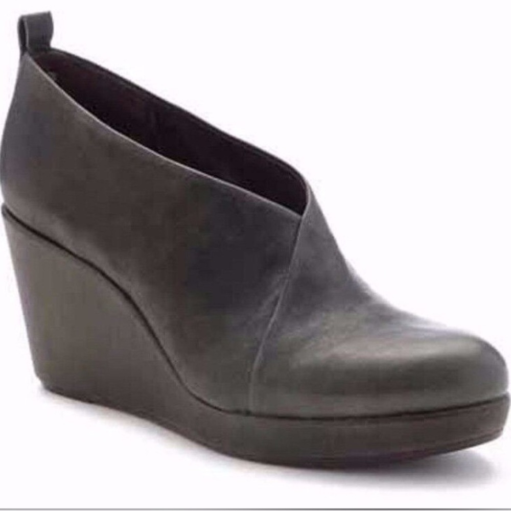 COCLICO Helen Platform Wedge Leather Booties Heels-Gray-Size 38-Women's US 7.5